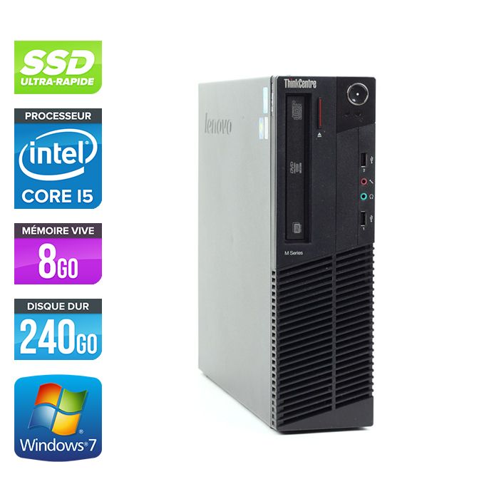 Lenovo ThinkCentre M91P SFF - Intel Core i5-2400 / 3.1 GHz - 8GB RAM - 240GB SSD - DVD - Gigabit Ethernet - Windows 7 Pro