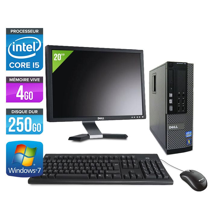 Dell Optiplex 790 SFF + 20" Monitor - Intel Core i5-2400 / 3.10 GHz - 4GB RAM - 250GB HDD - DVD - Gigabit Ethernet - Windows 7 Professional