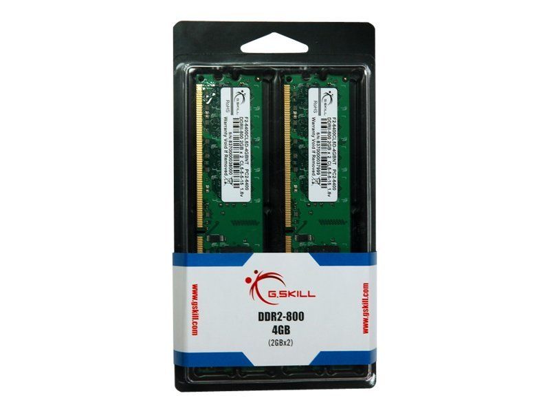 G.Skill NT Series 4GB (2x2GB) DDR2 Kit - 800MHz/PC2-6400, 240-pin DIMM, CL5, 1.8V, Unbuffered, Non-ECC