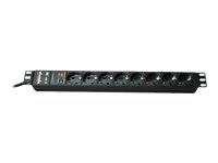 PDU IT Bachmann Básico - Interruptor de circuito (montaje en rack) - 230 V CA - Entrada: CEE 7/7 - Conectores de salida: 8 (CEE 7/3) - 1U - 19" - Cable de 2 m - Negro