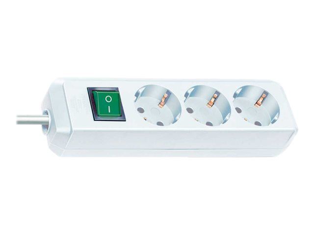 Brennenstuhl Eco-Line Circuit Breaker with 3 Output Connectors, 5m Cord, Silver Grey