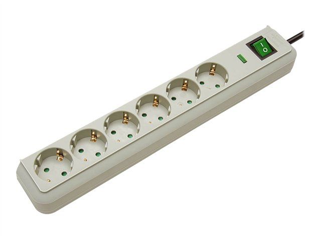 Brennenstuhl Eco-Line Surge Protector - 6 Outlet PC Gray