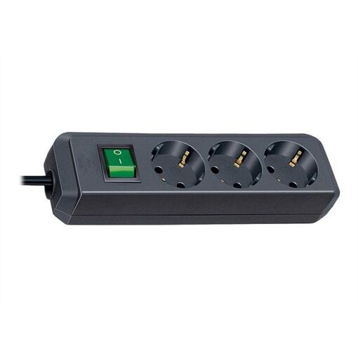 Cortocircuitos de la línea Eco de Brennenstuhl con 3 conectores de salida y cable de 1,5 m - Negro