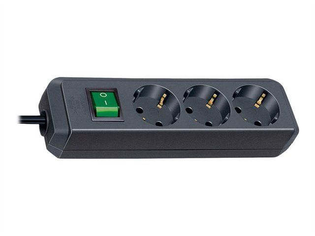 Brennenstuhl Eco-Line Circuit Breaker with 3 Output Connectors, 1.5m Cable - Black