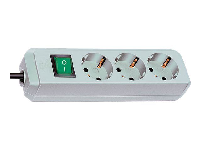 Brennenstuhl Eco-Line Circuit Breaker - 3 Outlet Connectors, 1.5m Cable, Light Grey