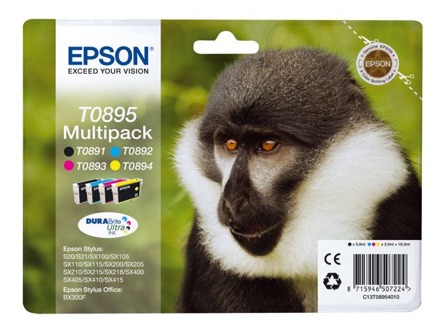Multipack de tinta original Epson T0895 - Negro, Amarillo, Cian, Magenta