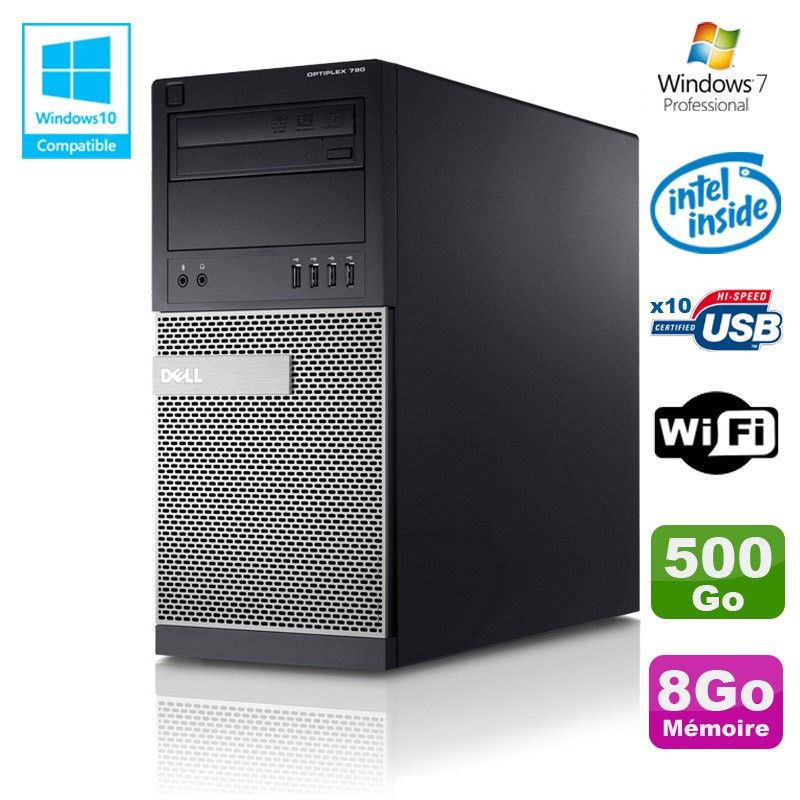 PC de escritorio Dell Optiplex 790 - Intel G630, 2.7GHz, 8GB RAM, 500GB HDD, DVD, WiFi, Windows 7