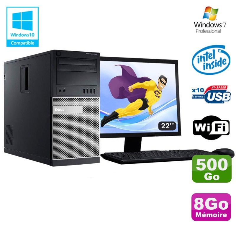 Dell Optiplex 790 Desktop PC - Intel Pentium G630, 8GB RAM, 500GB HDD, DVD Drive, WiFi, Windows 7 Pro 64-bit