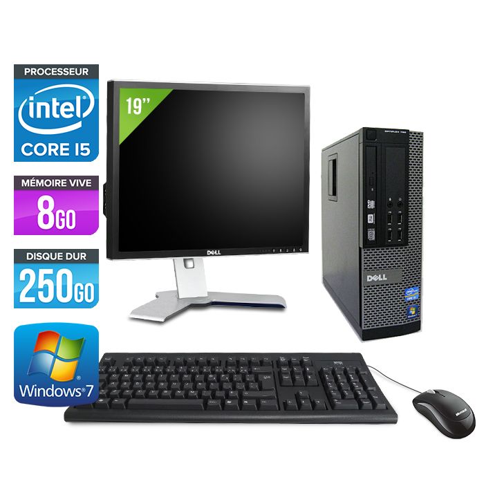 Dell Optiplex 790 SFF Desktop Computer + 19" Monitor - Intel Core i5-2400 / 3.10 GHz - 8GB RAM - 250GB HDD - DVD - Gigabit Ethernet - Windows 7 Professional