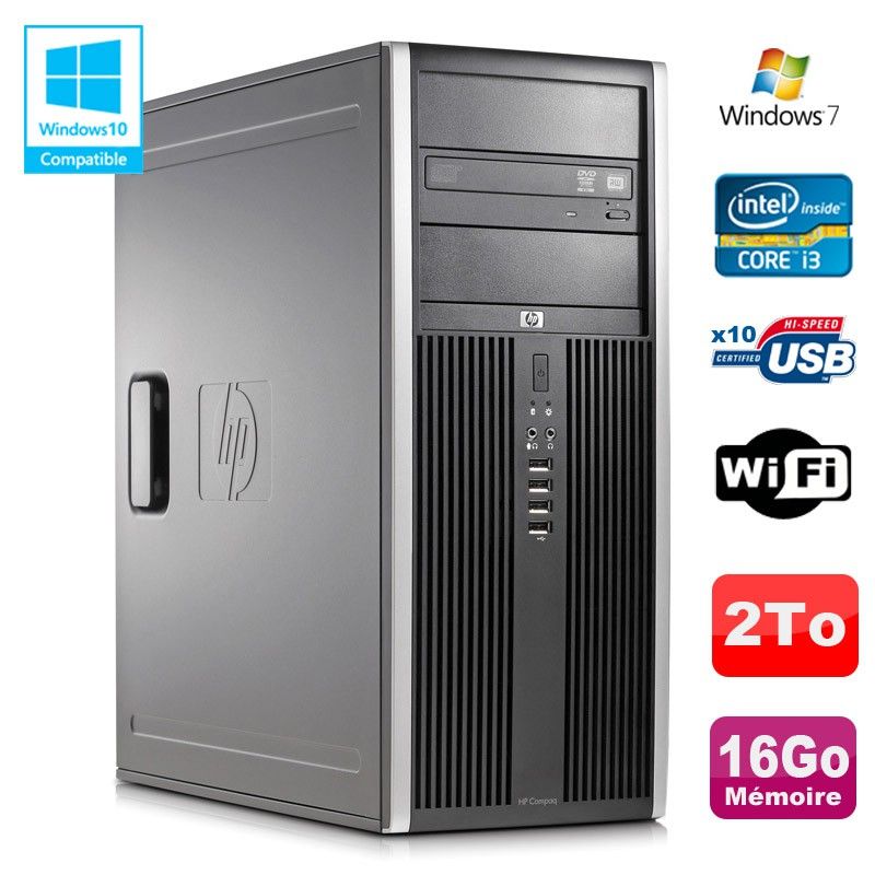 HP Elite 8100 CMT PC - Core i3-530, 2.93GHz, 16GB RAM, 2TB HDD, DVD Burner, WiFi