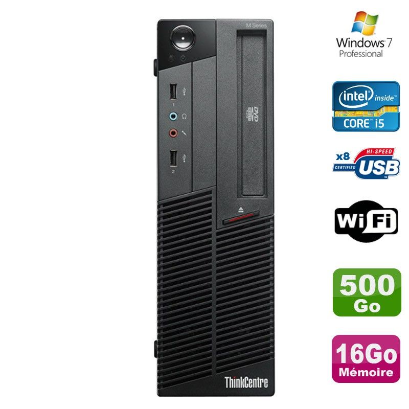 Lenovo ThinkCentre M90P Desktop - Intel Core i5-650, 3.2GHz, 16GB RAM, 500GB HDD, DVD Burner, WiFi, Windows 7 Pro