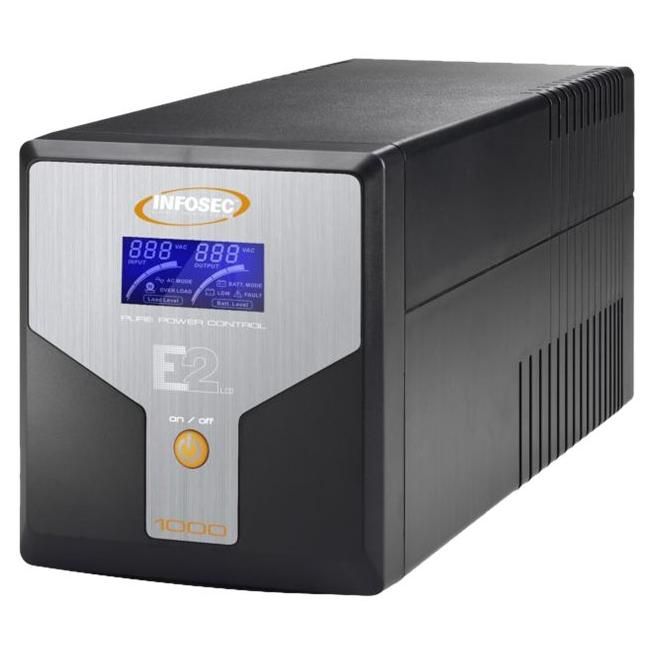 UPS INFOSEC E2 LCD 700W 1000VA con USB y 4 conectores de salida
