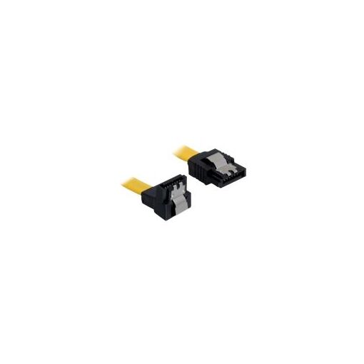 Câble SATA Delock - Incliné vers le droit - 30 cm - Collet de serrage - Jaune
