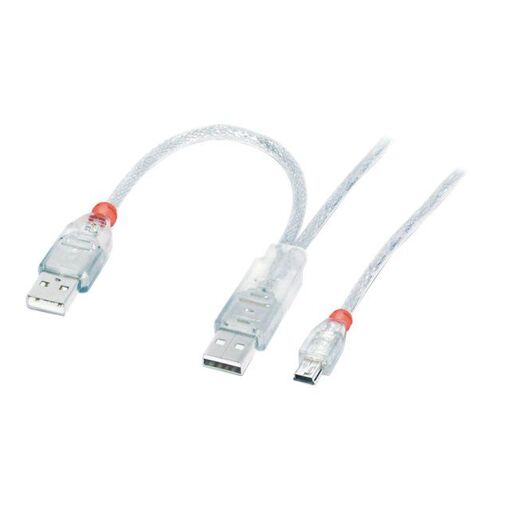 Câble USB Lindy - 2 mètres, USB 2.0, Mini USB Type B (M) vers USB (alimentation uniquement)
