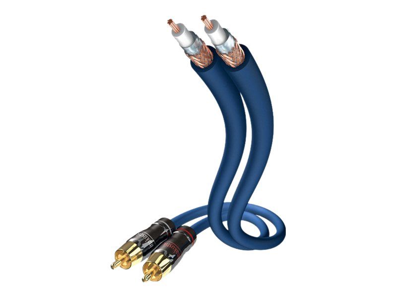 Cable de audio in-akustik Premium, 2 machos RCA a 2 machos RCA, 75 cm, doble blindaje, azul/plata