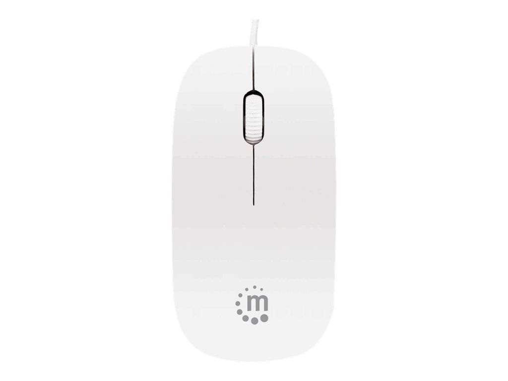 IC Intracom Silhouette Sculpted USB Wired Mouse, White, 1000dpi