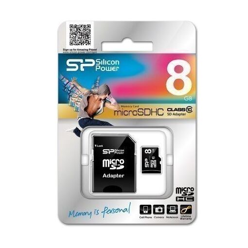 Carte mémoire MicroSD Silicon Power 8 Go Classe 10