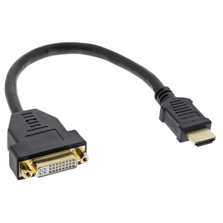 Adaptateur vidéo INTOS ELECTRONIC - Femelle DVI-D vers mâle HDMI - 20 cm - Noir