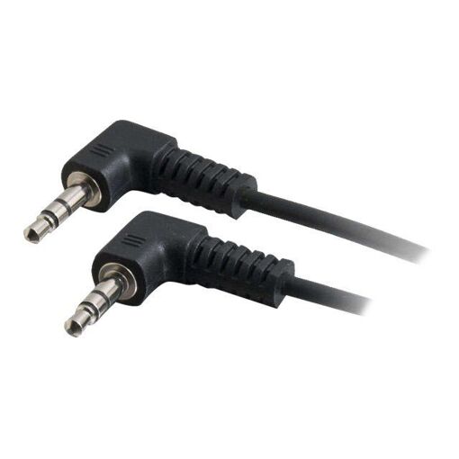 C2G Value Series Audio Cable - 3.5mm Stereo Male to Male - 50cm - Shielded - Black - 90 Degree & Couched Connectors