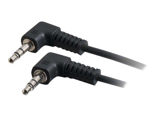 Cable de audio C2G Serie Valor - 3,5 mm estéreo macho a macho - 50 cm - blindado - negro - conectores de 90° y doblados