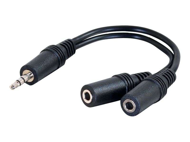 C2G Stereo Audio Y-Cable - 3.5mm Male to Female - 6 inches - Shielded - Black