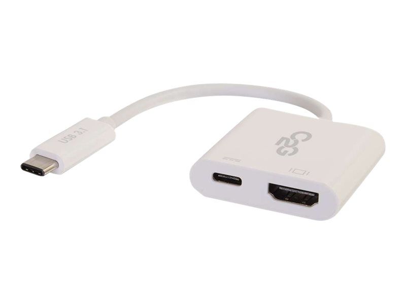 C2G USB-C to HDMI Adapter with Power Delivery - White