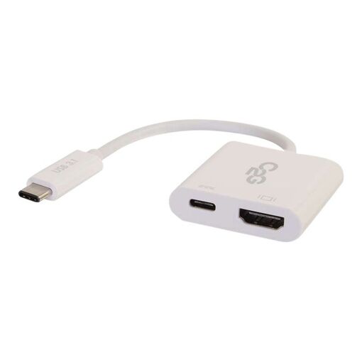 C2G USB-C to HDMI Adapter with Power Delivery - White