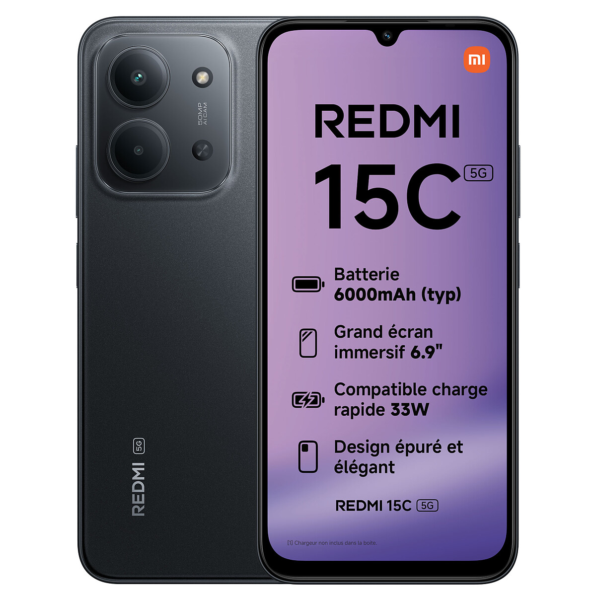 Xiaomi Redmi 15C 5G Noir (4 Go / 128 Go)
