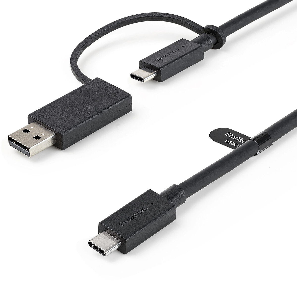 StarTech.com USB-C avec adaptateur USB-A - Compatible Thunderbolt, USB et DisplayPort - PowerDelivery 100 W - M/M - 1 m - Noir