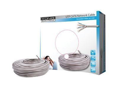 König CAT 6 UTP Cable - 100m - Locked - Light Grey