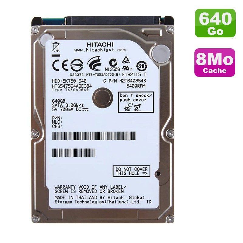 Hitachi 640GB 2.5" SATA Portable Hard Drive (HTS547564A9E384)