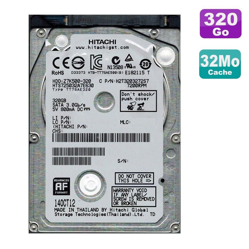 Disco duro interno HGST de 320 GB, 2.5 pulgadas, SATA, 7200 RPM