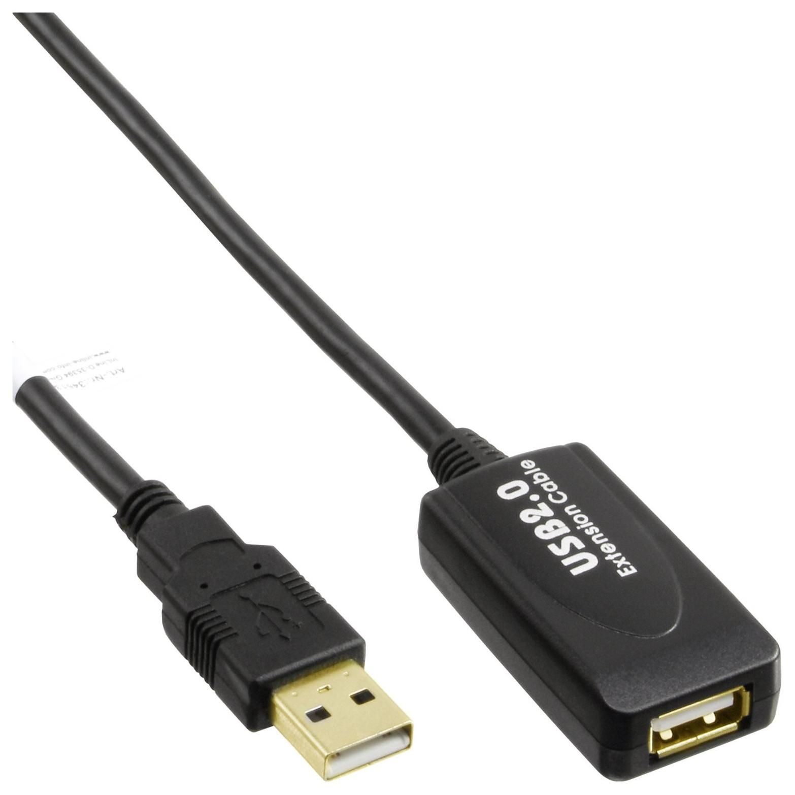 INTOS ELECTRONIC USB 2.0 Active Cable Extension - 5m (Black)