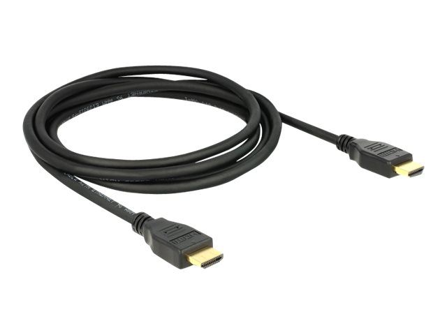 Delock HDMI Cable with Ethernet - 2m, Shielded Twisted Pair, Black, 4K Support
