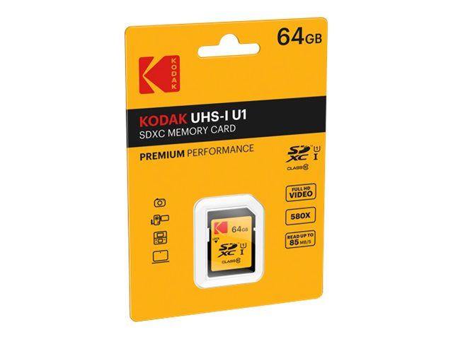 Kodak 64GB Flash Memory Card UHS-I U1/Class10 580x SDXC UHS-I