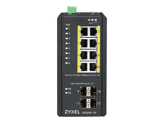 ZyXEL RGS200-12P Managed Switch - 8 x Gigabit Ethernet (PoE+), 4 x SFP Slots