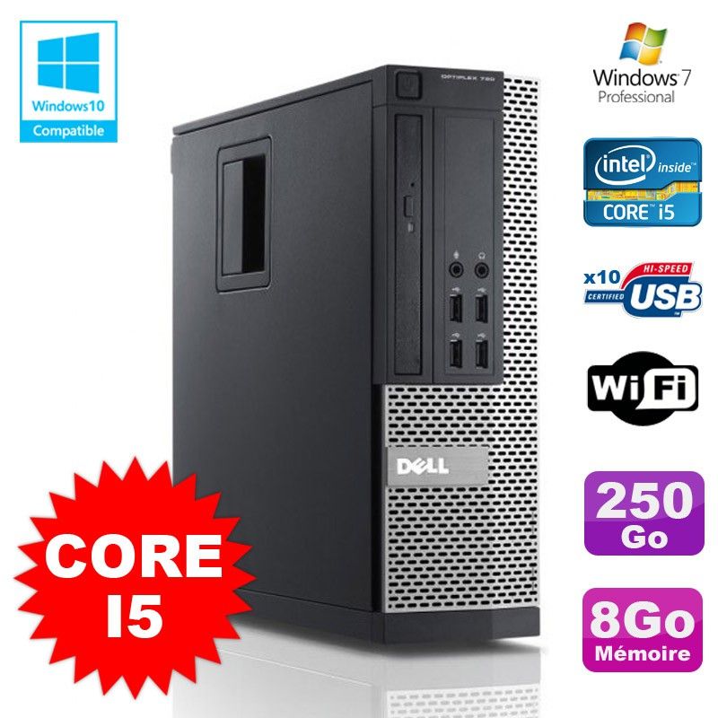 Dell Optiplex 790 SFF Desktop PC - Intel Core i5, 8GB RAM, 250GB HDD, WiFi, Windows 7 Pro