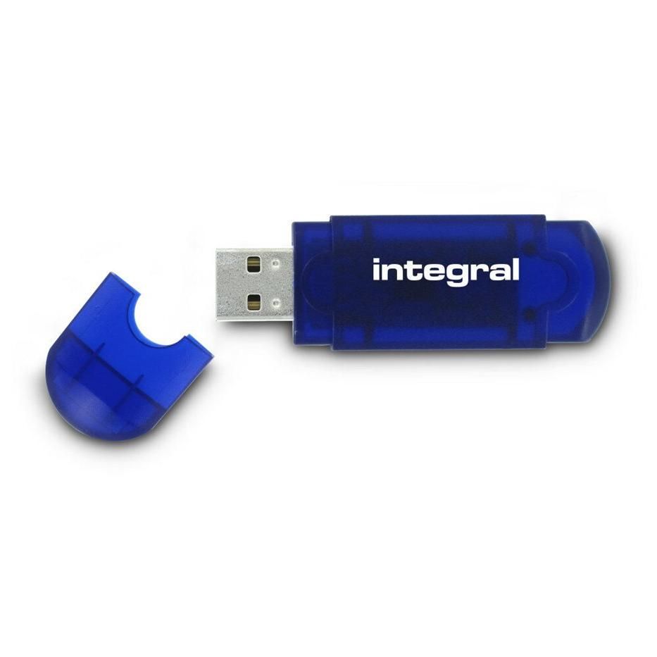 Integral EVO USB Flash Drive - 128GB - USB 2.0 - Transparent Blue