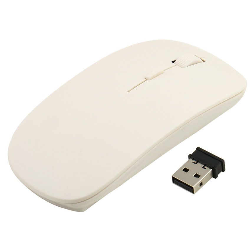 Tomorrowhope 2.4GHz Wireless Optical USB Mouse, 10m Range, Ergonomic Design, White (JP6400A)