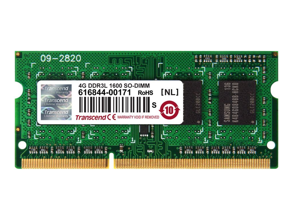 Módulo Transcend DDR3L de 4 GB (204 pines, 1600 MHz/PC3L-12800, CL11, 1,35 V, sin amortiguación, no ECC)
