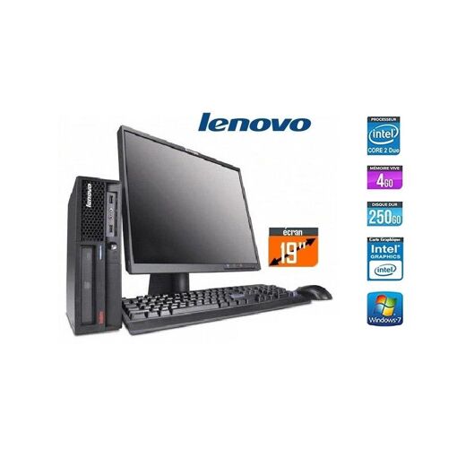 PC de sobremesa Lenovo ThinkCentre M58 SFF, 2.93 GHz, 4 GB RAM, 250 GB SSD + Monitor de 19 pulgadas