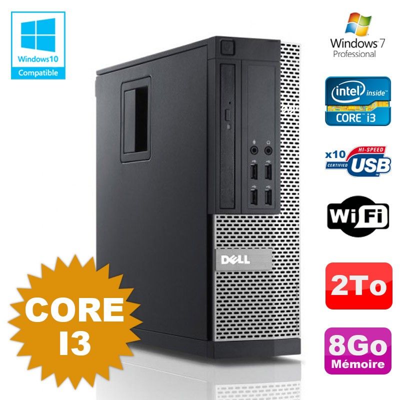 Dell Optiplex 7010 SFF Desktop PC - Core i3, 8GB RAM, 2TB HDD, DVD, WiFi, Windows 7 Pro