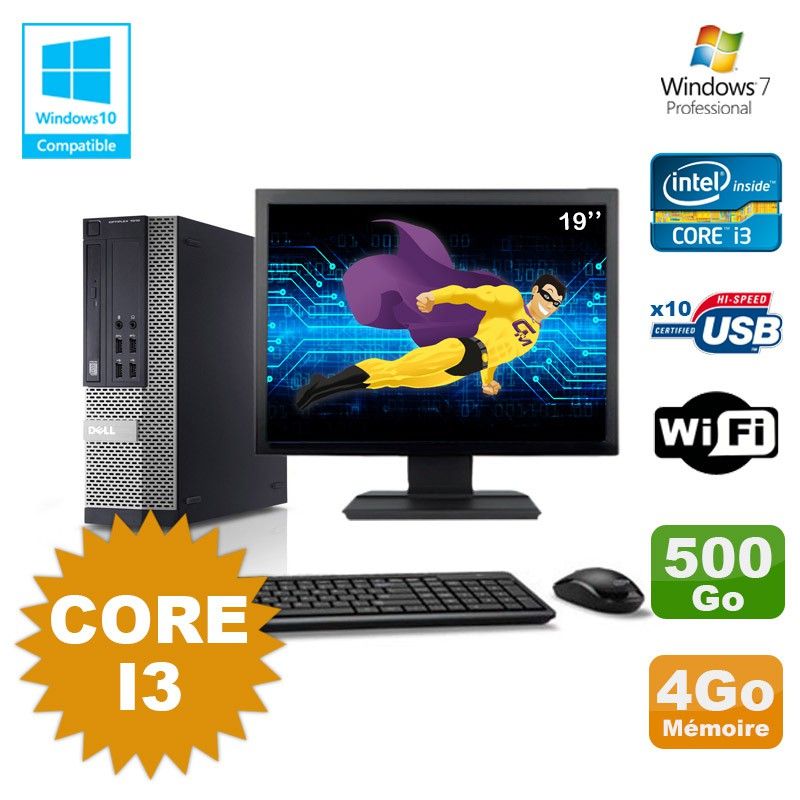 Dell Optiplex 7010 SFF Desktop - Core i3, 4GB RAM, 500GB HDD, DVD Drive, WiFi, Windows 7 Pro