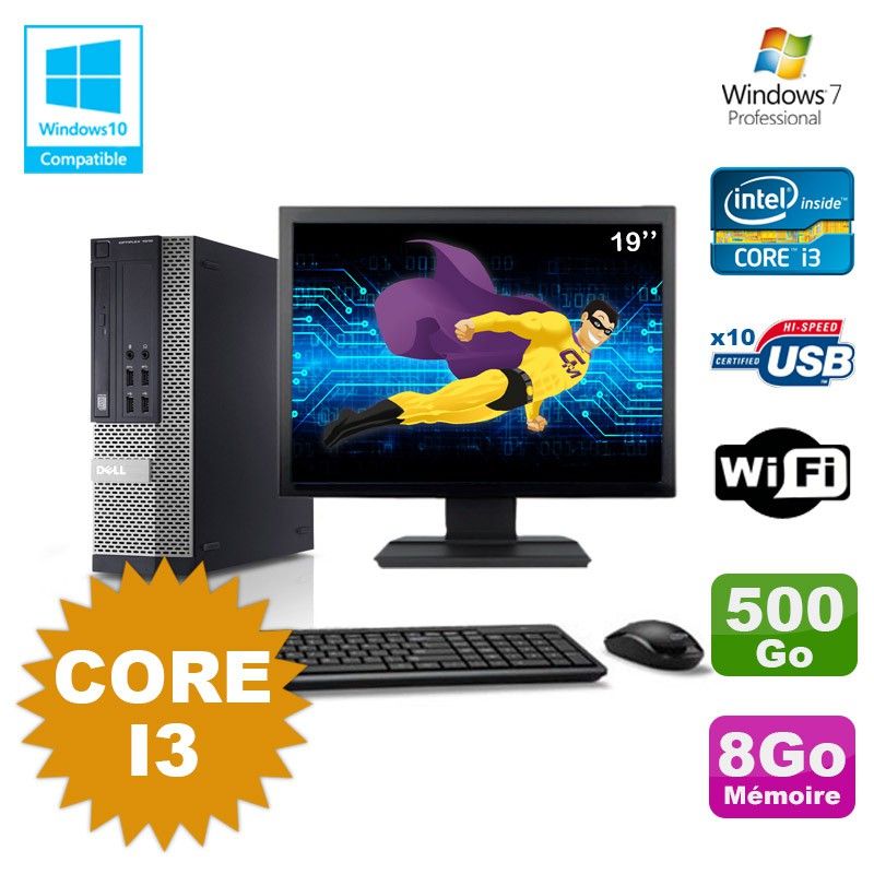 Dell Optiplex 7010 SFF Desktop - Core i3, 8GB RAM, 500GB HDD, DVD Drive, WiFi, Windows 7 Pro