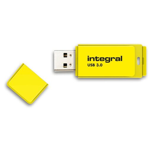 Integral Neon USB Flash Drive - 64GB - USB 3.0 - Yellow