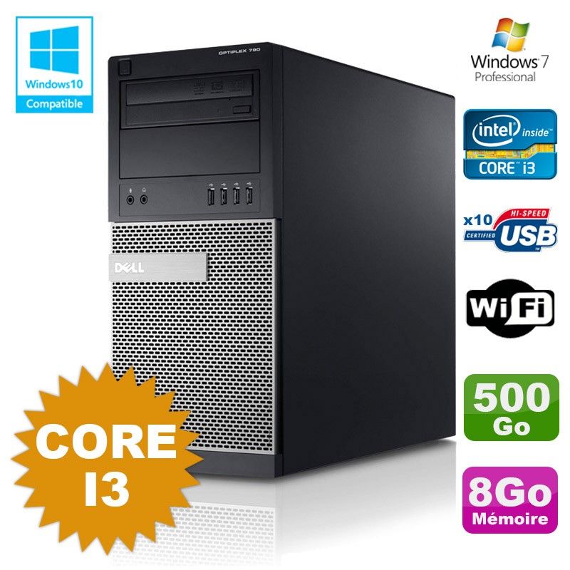 Dell Optiplex 790 Desktop PC - Intel Core i3, 8GB RAM, 500GB HDD, WiFi, Windows 7
