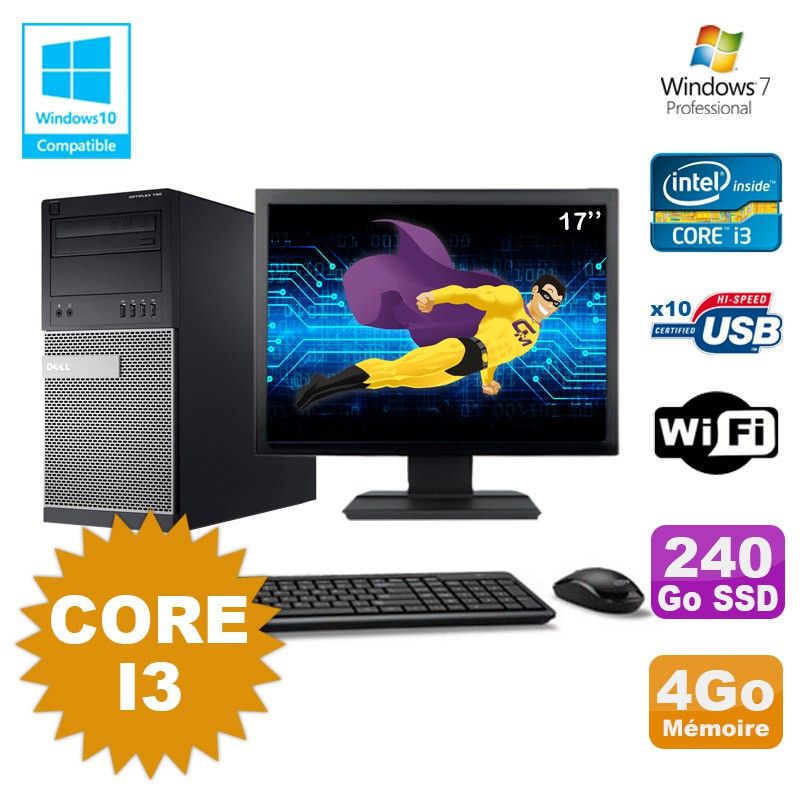 Dell Optiplex 790 Desktop PC - Core i3, 4GB RAM, 240GB SSD, Windows 7