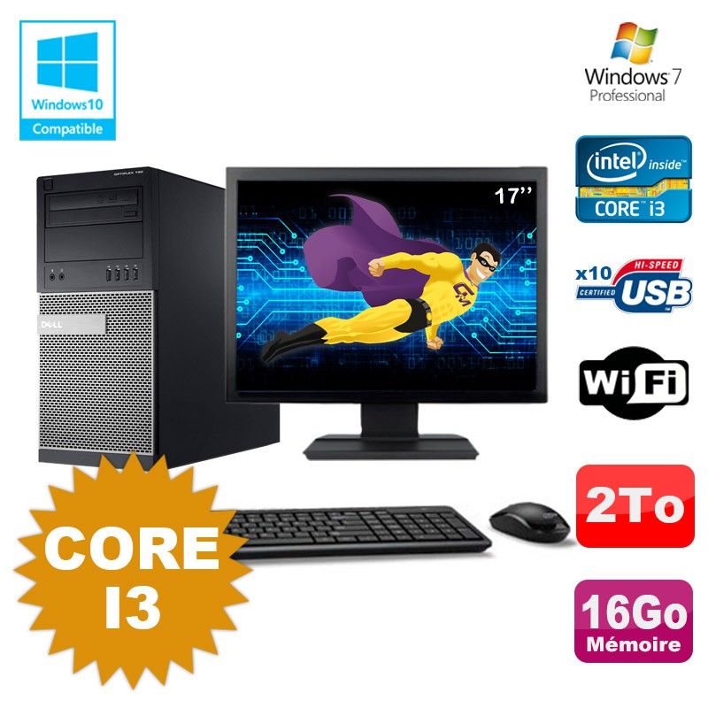 Dell Optiplex 790 Desktop PC - Intel Core i3, 16GB RAM, 2TB HDD, DVD Drive, WiFi, Windows 7