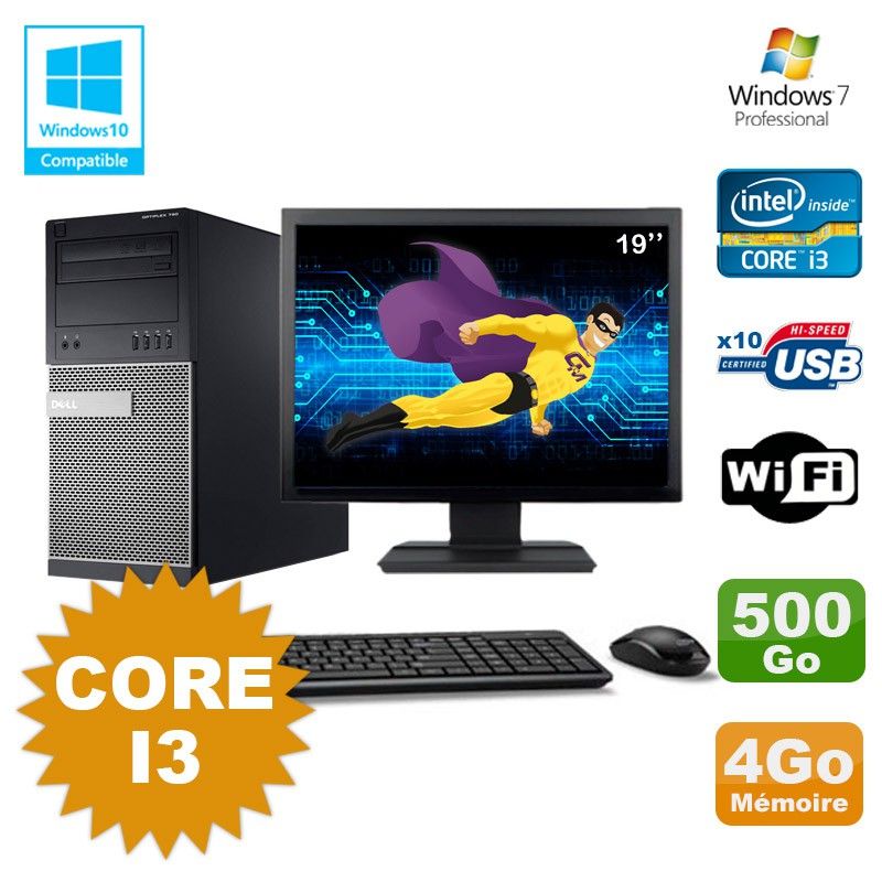 Dell Optiplex 790 Desktop PC - Intel Core i3, 4GB RAM, 500GB HDD, DVD Drive, WiFi, Windows 7