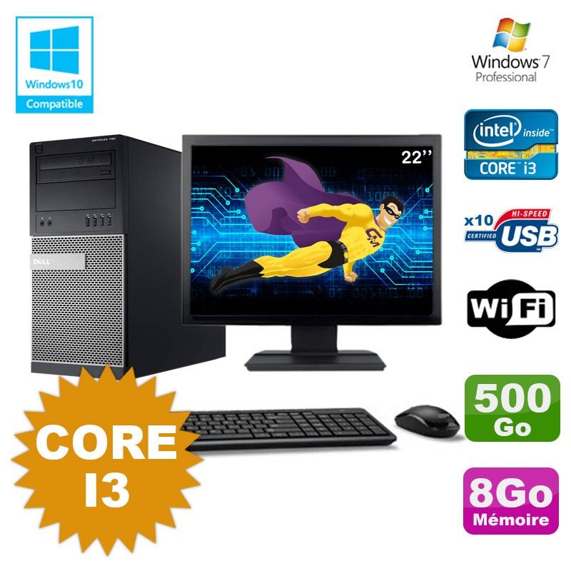 Dell Optiplex 790 Desktop PC - Intel Core i3, 8GB RAM, 500GB HDD, DVD, WiFi, Windows 7